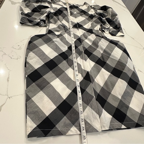 Burberry London Blue Label Black White Plaid Puff Sleeve Silk Pencil Dress 38 S - Picture 16 of 16